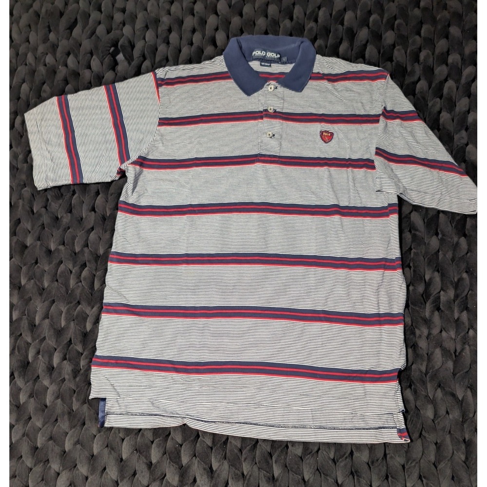 Vintage Polo Golf Ralph Lauren Striped Polo Shirt with‎ Crest Logo